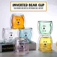 creative double wall glass cup cartoon cute bear coffee mug heat resistant coffee cup high borosilicate drinkware tea mugs
