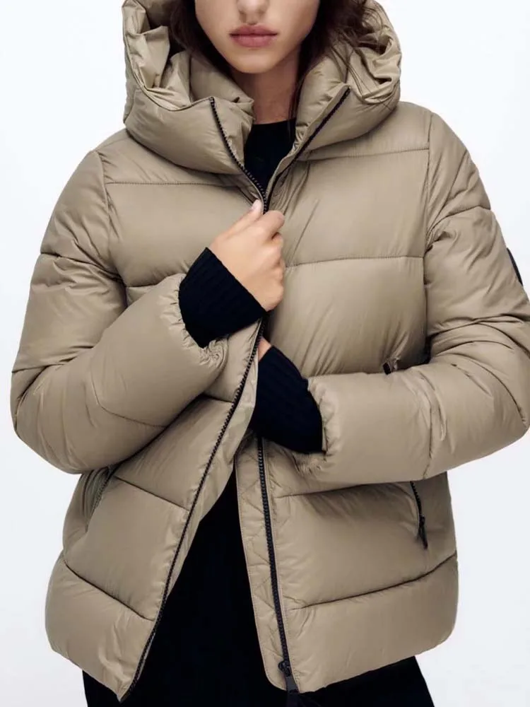 Женская свободная куртка ZA повседневная хлопковая с длинным рукавом карманами