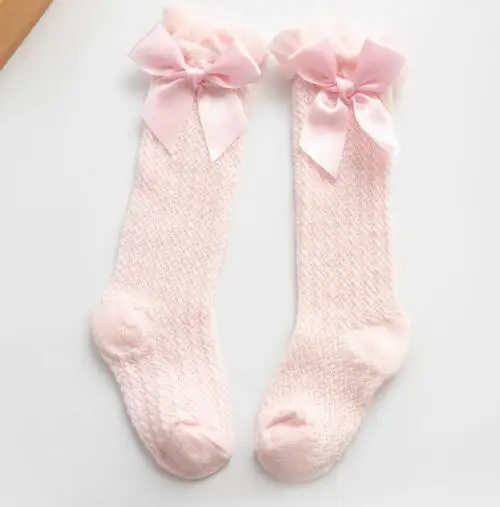 Calcetines de malla con lazo para ni&ntilde;os y beb&eacute;s, medias finas antimosquitos, de rayas verticales, princesa gir-5