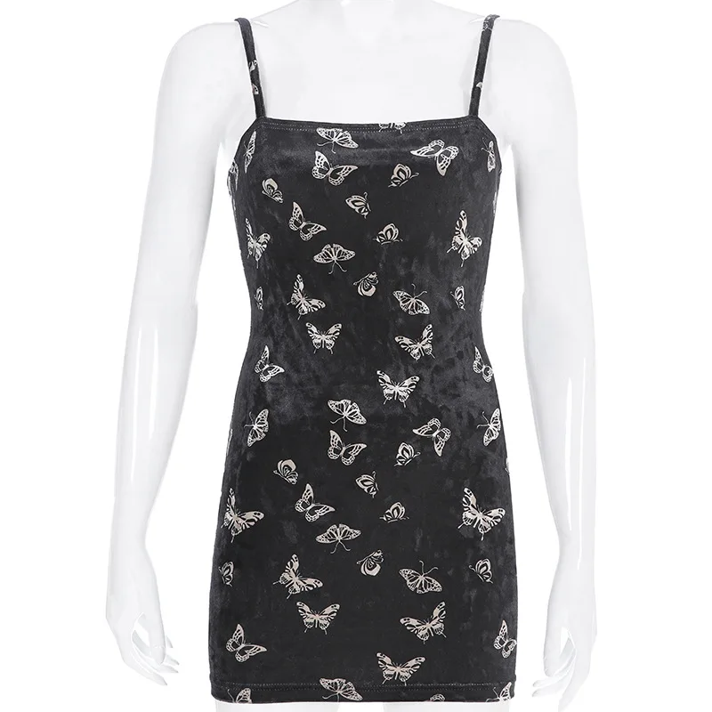 Женский сарафан на бретельках ArtSu розовое платье с принтом бабочек V образным