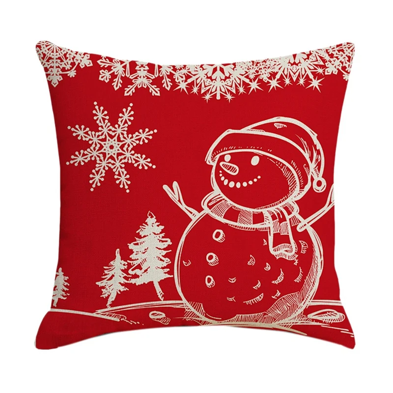 

Рождественская квадратная наволочка, домашний декор, льняные наволочки для подушек, наволочки для дивана, автомобиля, с узором, подарок 45x45 ...