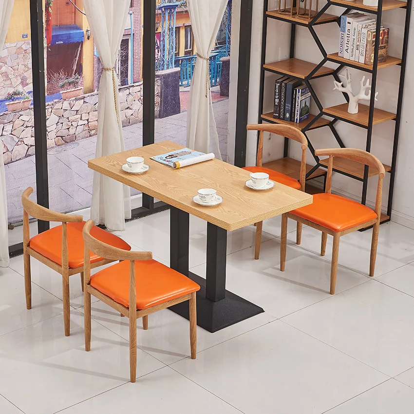 

2019 commercial snack bar milk tea coffee dessert shop fast dining table and chair combination simple economic horn chair iron a