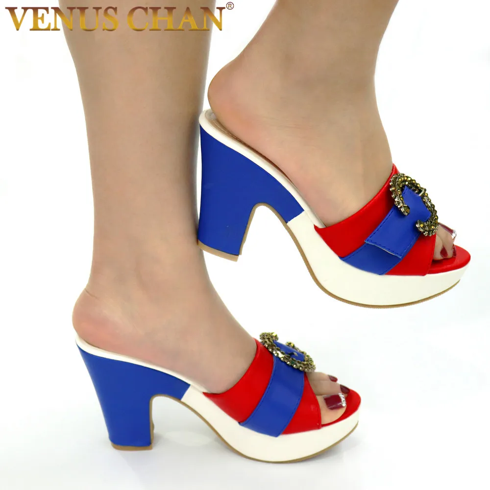 2021 новейший дизайн Красного белого и синего цветов с вышивкой босоножки на