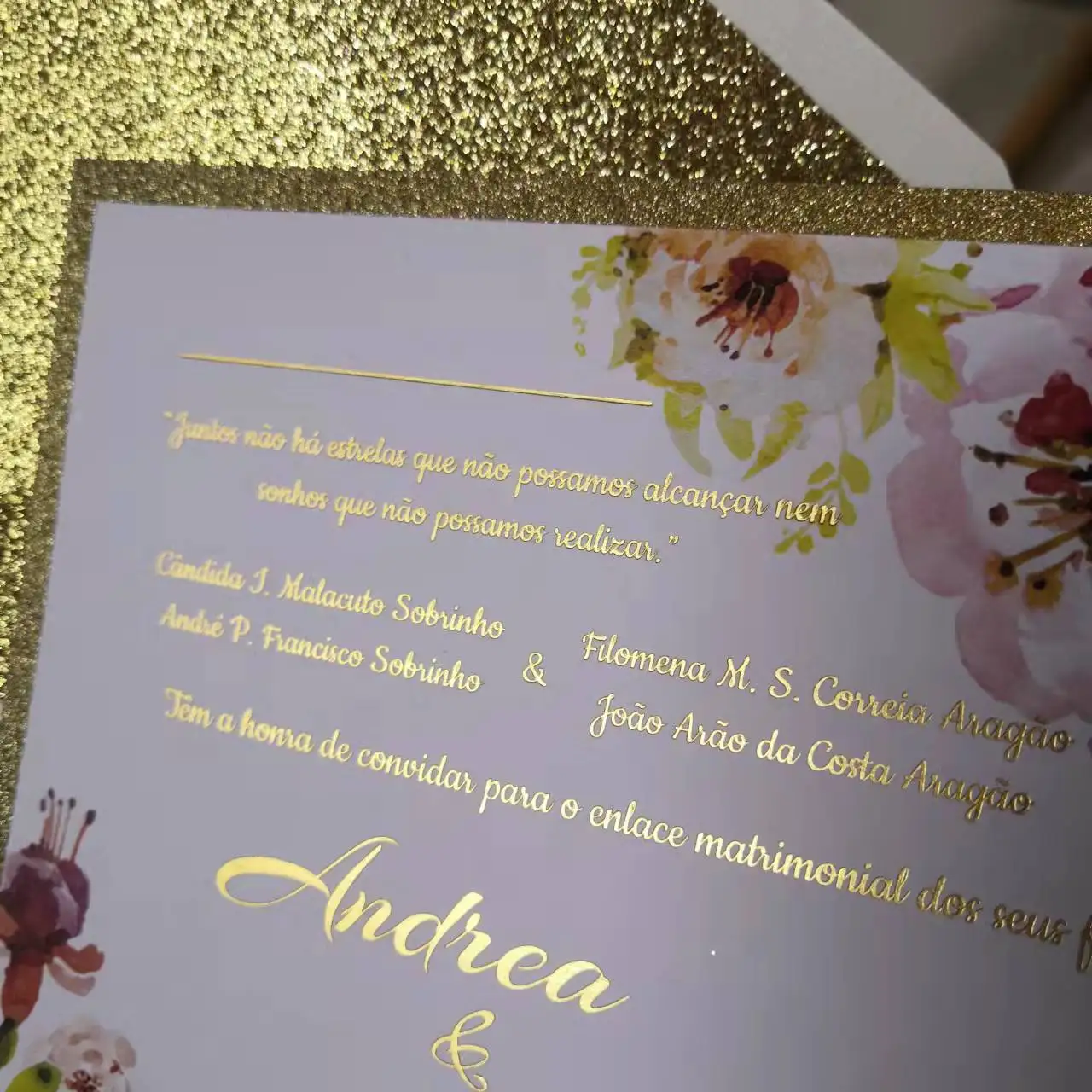 

Glitter Square Invitation Cards Gold Foil Invites with Envelopes for Birthday Girl Spring Wedding Business Invitation