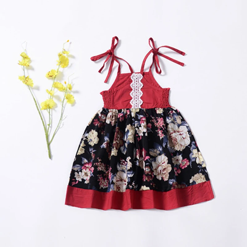 EACHIN Girls Dresses Vintage Floral Print Backless Dress Summer Princess Irregular A-Line Children Clothes Size 1-10Y | Детская одежда