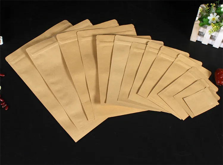 Плоский нижний крафт бумага мешки для упаковки с замком на молнии алюминиевая