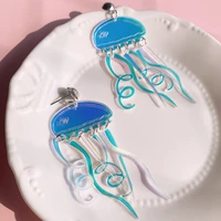 yaologe fashion design earrings acrylic colorful jellyfish cute cool jewelry funny exaggerated earrings for women 2021 new arri