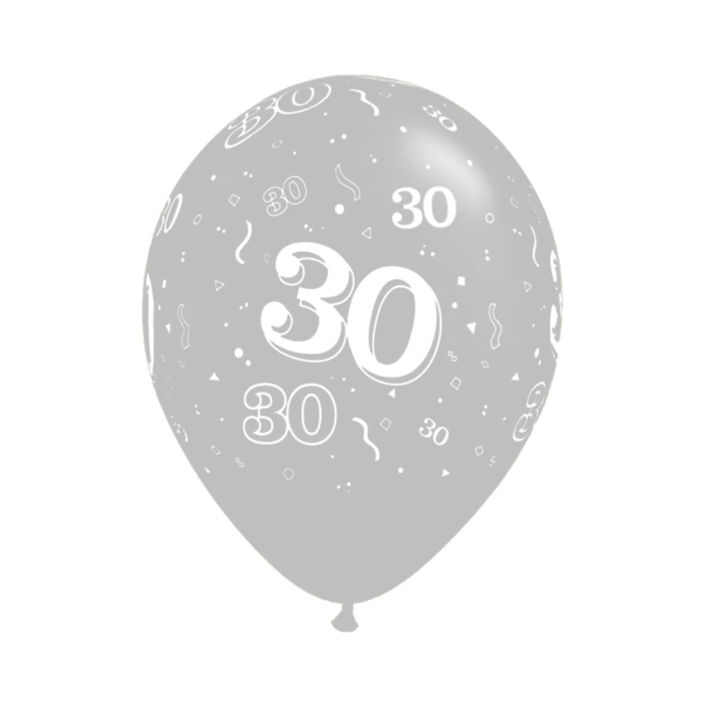 silver 30 10 шт. 12 дюймов золотой серебряный черный 21 30 40th 50th латексные воздушные шары для взрослых День рождения Свадебные украшения юбилейные поставки - Color: silver 30