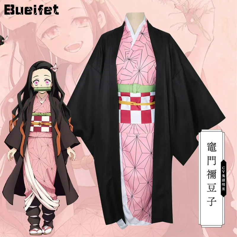 

Anime Demon Slayer Kimetsu No Yaiba Kamado Nezuko Cosplay Costume Kimono Adult Women Kimono Cosplay Costume Wigs Cloak