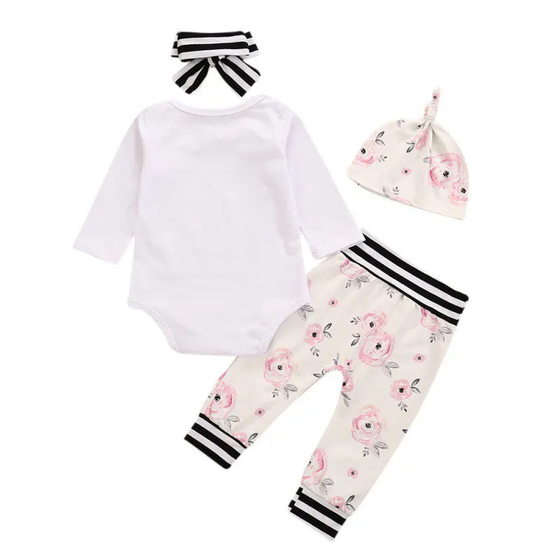 4 шт. Одежда для новорожденных девочек комплекты маленьких Комбинезон с