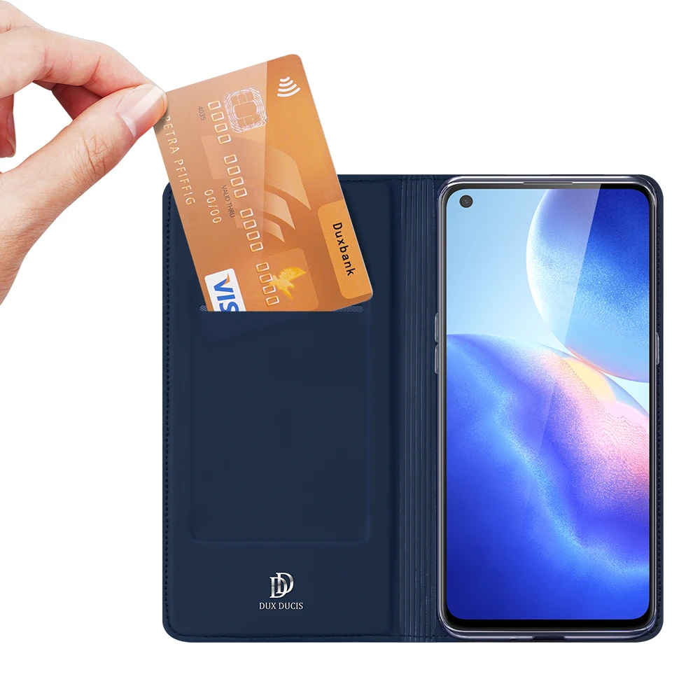 

For OPPO Reno5 5G DUX DUCIS Skin Pro Series Leather Wallet Flip Case Full Protection Steady Stand Magnetic Closure