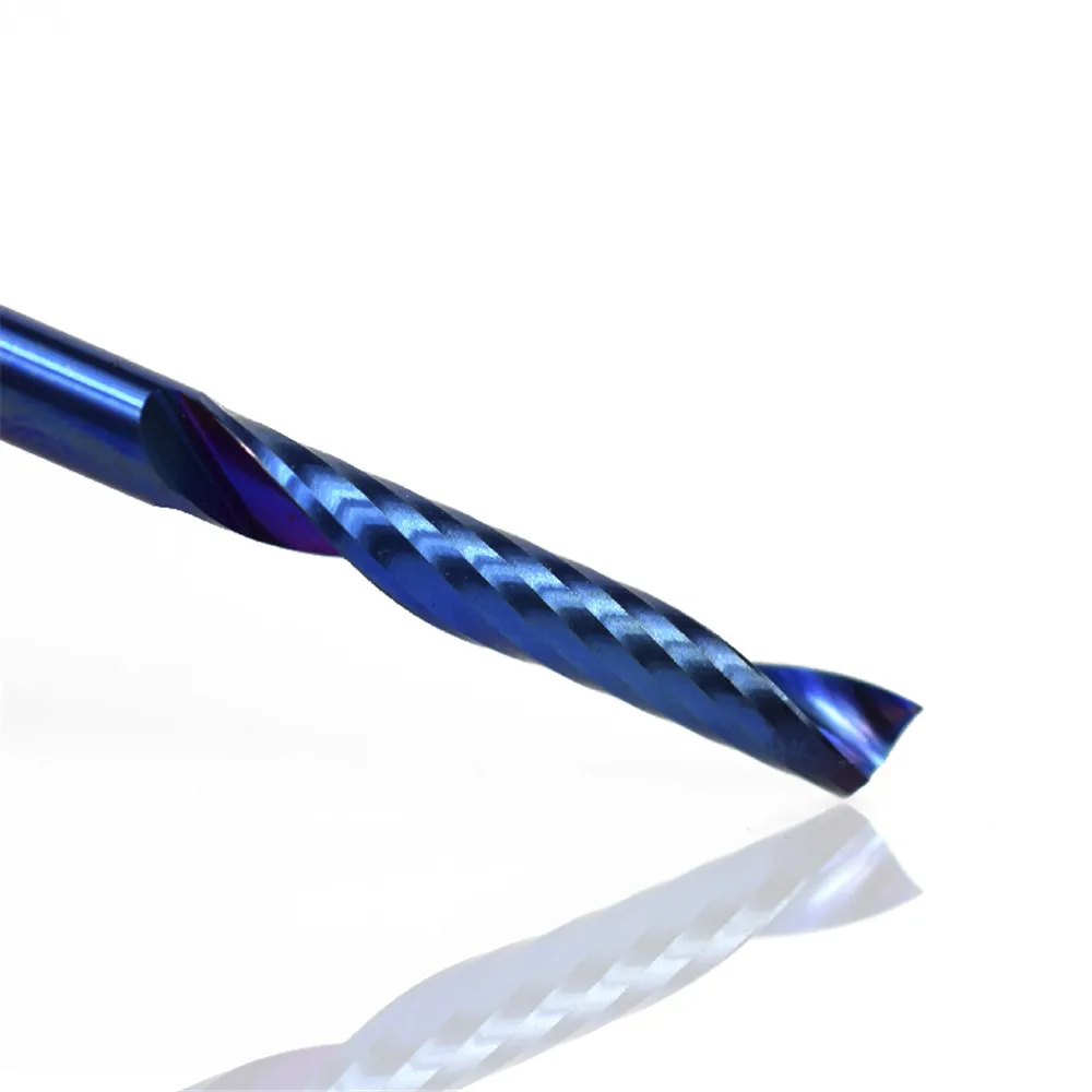 

10 pcs 3.175 blue shank coated single flute cnc router bit tungsten carbide spiral milling cutters 2 / 2.5 / 3.175mm