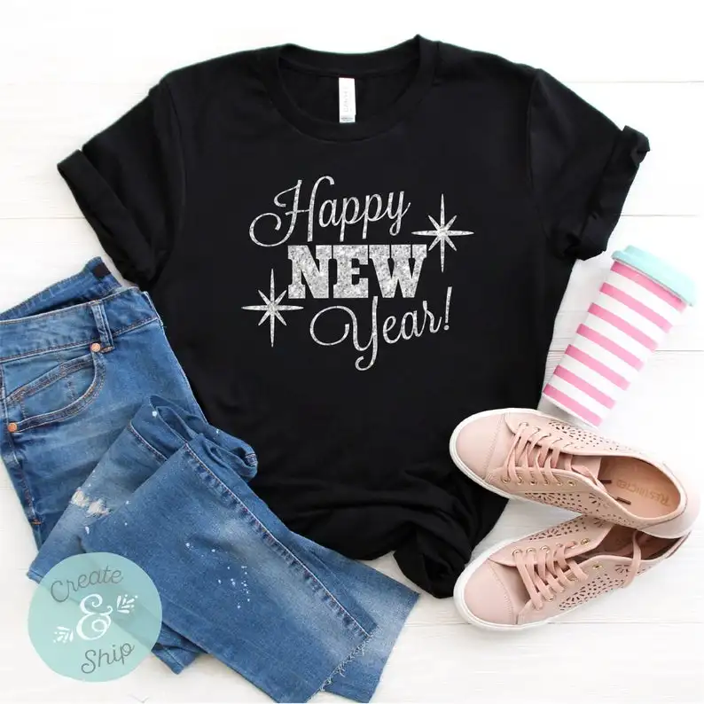 

Рубашка унисекс на новый год, рубашка с блестками на новый год, милая сверкающая Новогодняя рубашка, праздничная рубашка, 100% хлопок