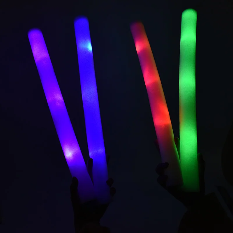 

10 Pcs Light-Up Foam Sticks LED Soft Baton Rally Rave Glow Wands Multicolor Cheer Flashing Tube Concert for Festivals Birthdays