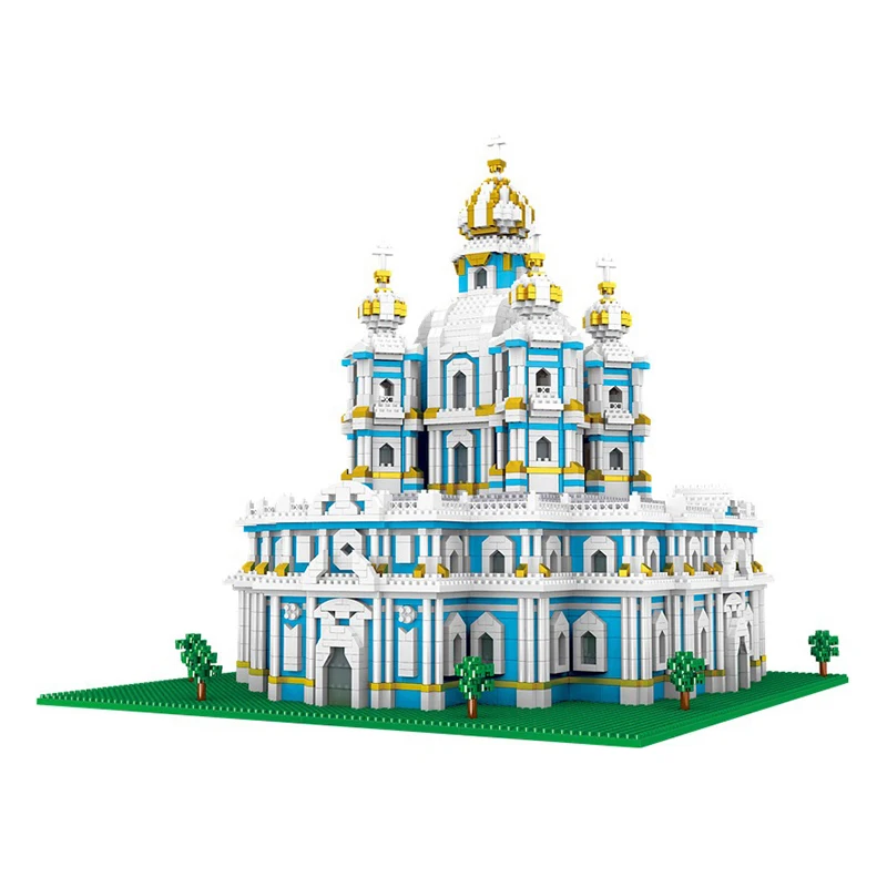 

Lezi 8042 World Architecture Smolny Monastery Church 3D Model DIY Mini Diamond Blocks Bricks Building Toy for Children no Box