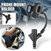 dual usb car charger phone mount holder universal auto lighter socket phone stand car cigarette lighter socket adjustable