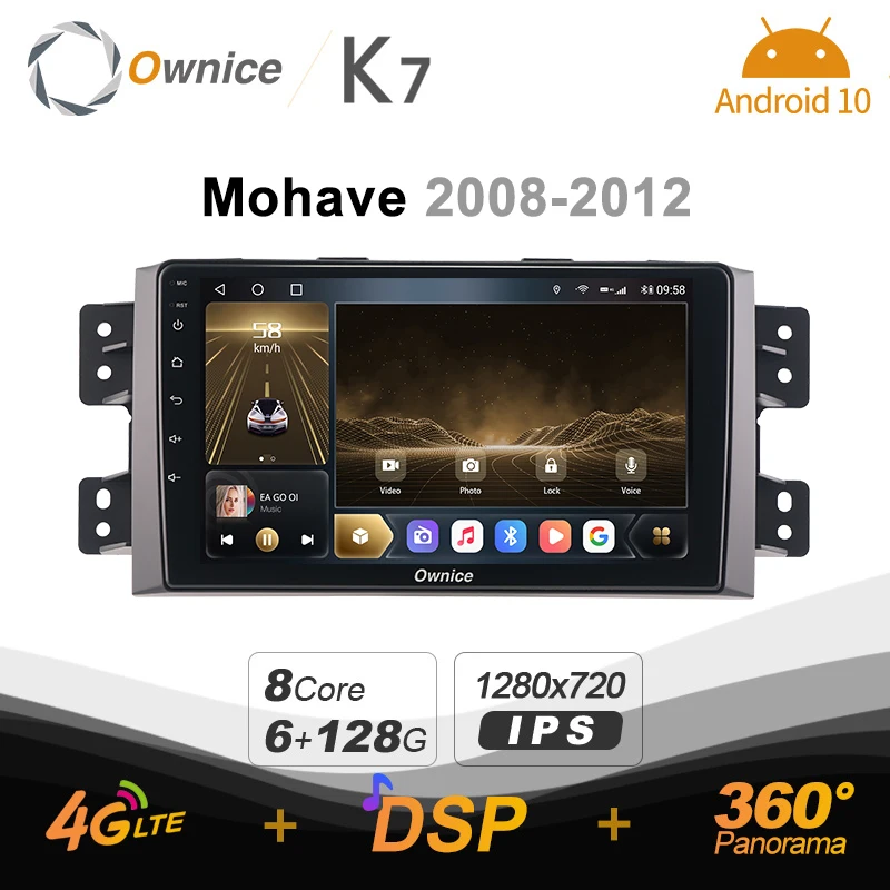 

K7 Ownice 6G+128G Android 10.0 Car Radio For Kia Mohave 2008 - 2012 Multimedia DVD Video 4G LTE GPS Navi 360 BT 5.0 Carplay
