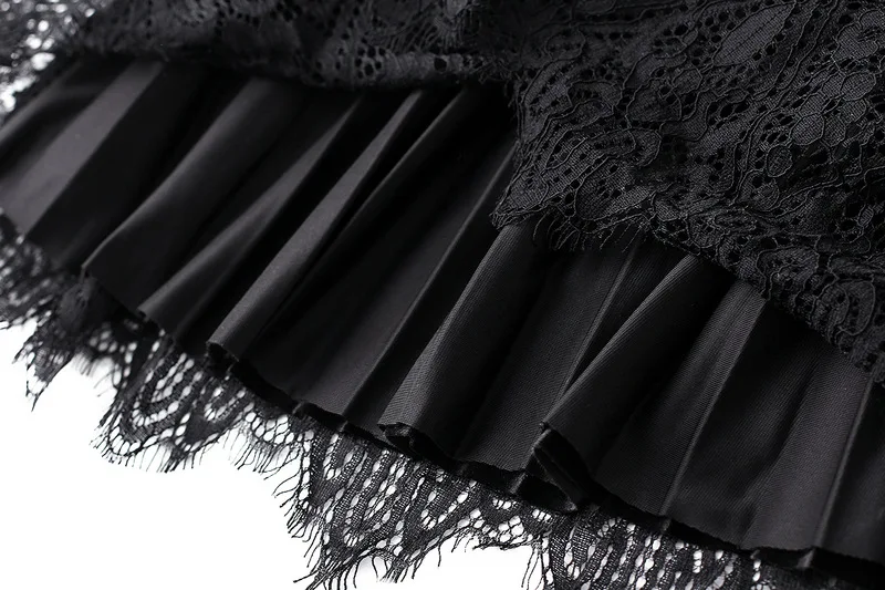 

2021 Autumn and Winter New Mid-length Double-sided Velvet Pleated Skirt Lace Skirt Extreme Sexy Mini Micro Skirt Korean Style