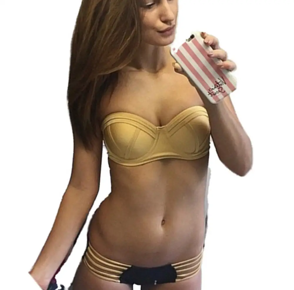 2019 сексуальный комплект бикини-бандо без бретелек женский купальник стринги