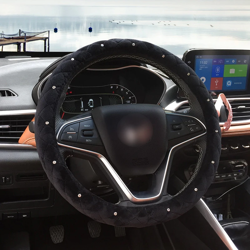 Чехол рулевого колеса автомобиля прошитой подошве Теплые зимние плюшевые