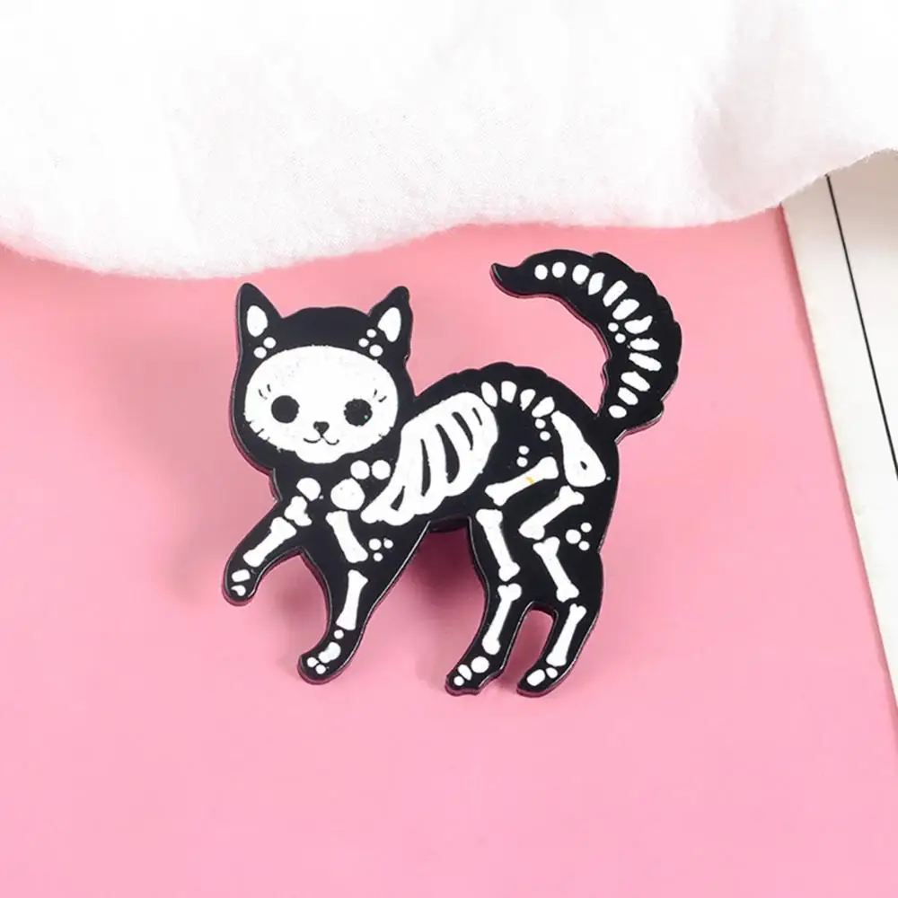 

Creative Unisex Cat Skeleton Enamel Brooch Pin Badge Jeans Jacket Collar Decor