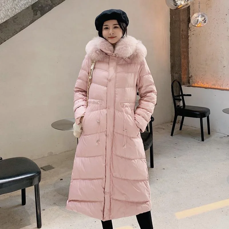 Женский пуховик с регулируемой талией пальто капюшоном искусственный двойной