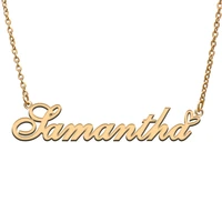 samantha love heart name necklace personalized gold plated stainless steel collar for women girls friends birthday wedding gift