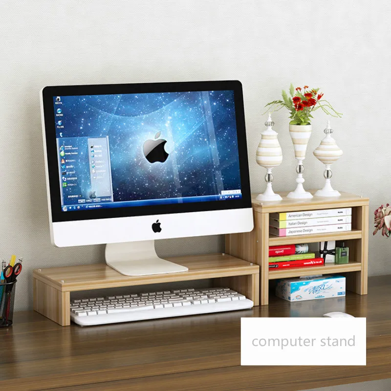 Wooden Computer Monitor Screen Display Increase Shelf Desktop TV Cabinet Storage Bracket Increased Home Organizer | Дом и сад