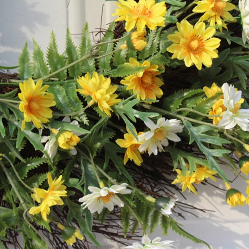 

Decor Wreath,22" Daisy Wreath,Beautiful Artificial Spring and Summer Wreath Front Door or Home Decoration