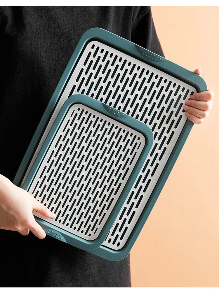 

Water Cup Drain Tray Creative Household Living Room Plastic Double-Layer Rectangular Cups Storage Tray