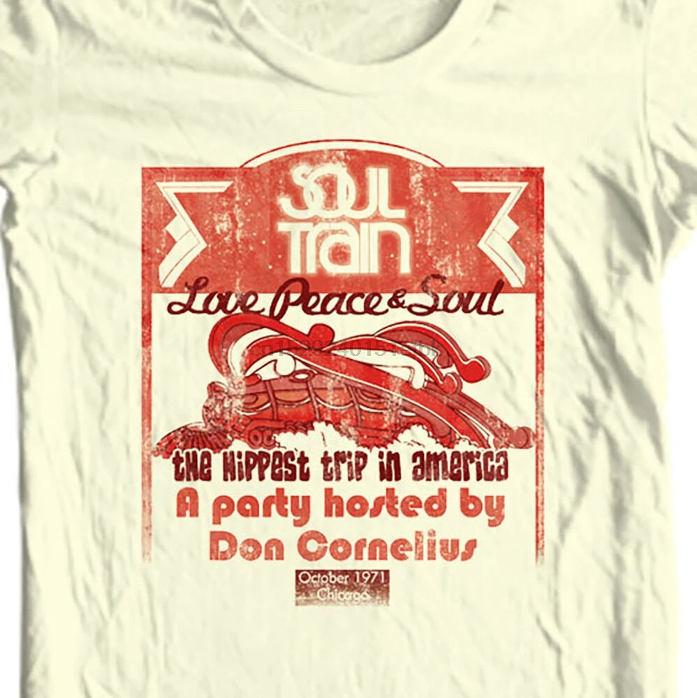 Футболка с принтом душа поезд бегемот Don Cornelius disco funk jazz music 70s TV tee |