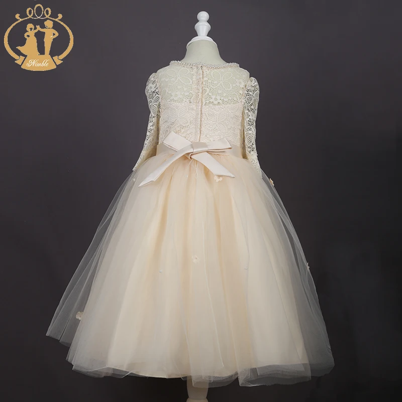 Nimble свадебная одежда для девочек кружевная ручной работы с цветочным бисером