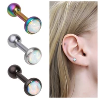 1 pc opal cartliage daith tragus piercing 16g women earring piercings body jewelry trendy stainless steel orelha helix ring stud
