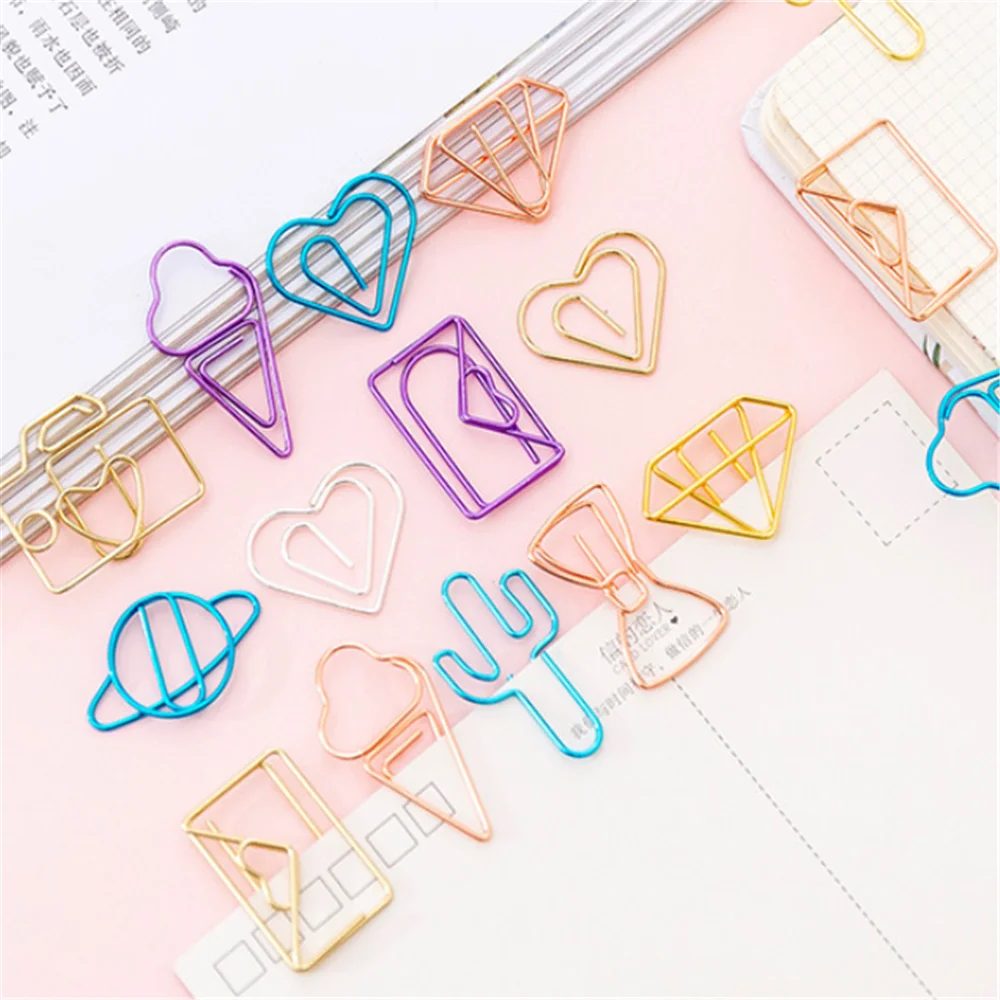 10 шт./упак. милый кактус бумажный с бантом зажимы Kawaii Канцелярские милые красочные вышивка «звёздочки» или «бриллианты» Форма зажимы канцелярские принадлежности