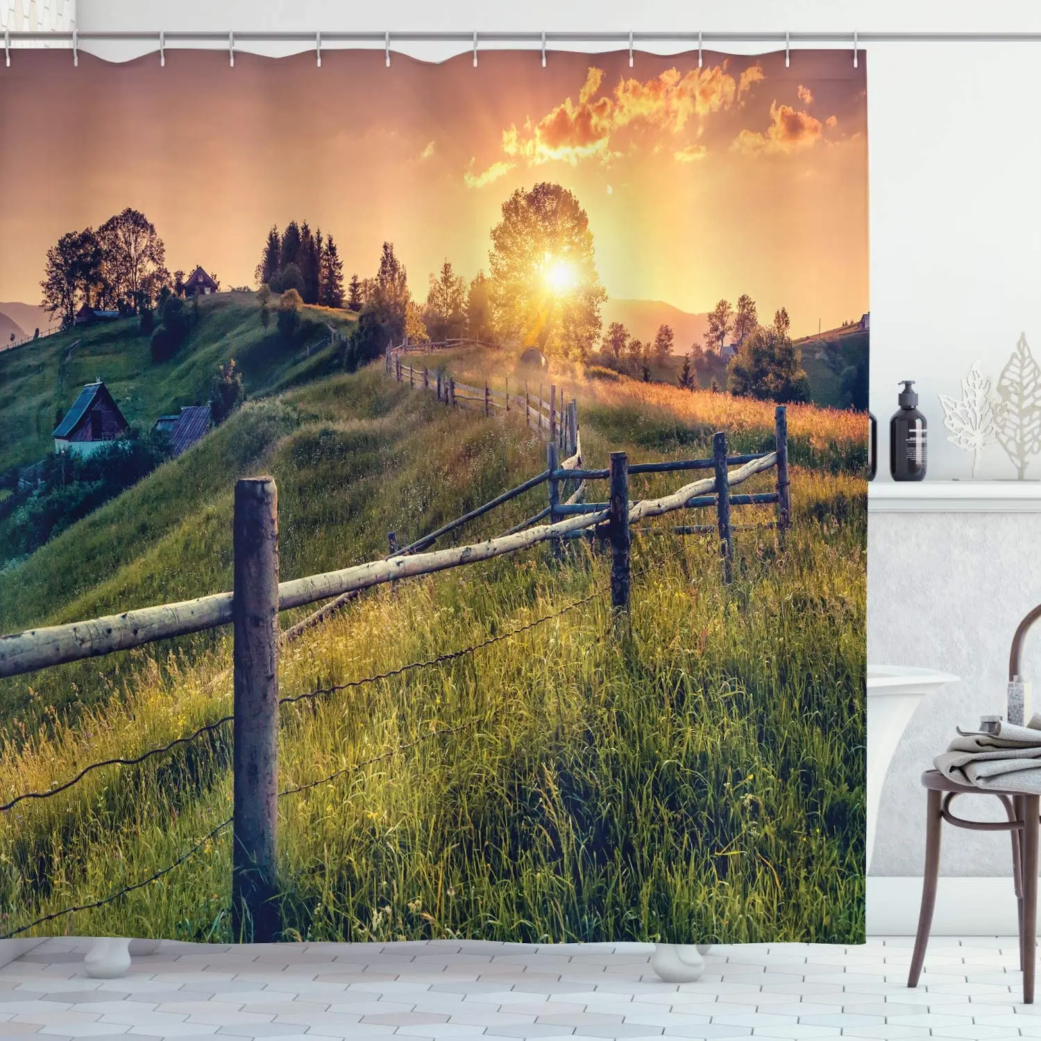 Европейская занавеска для душа утренние солнцезащитные балки на деревенском