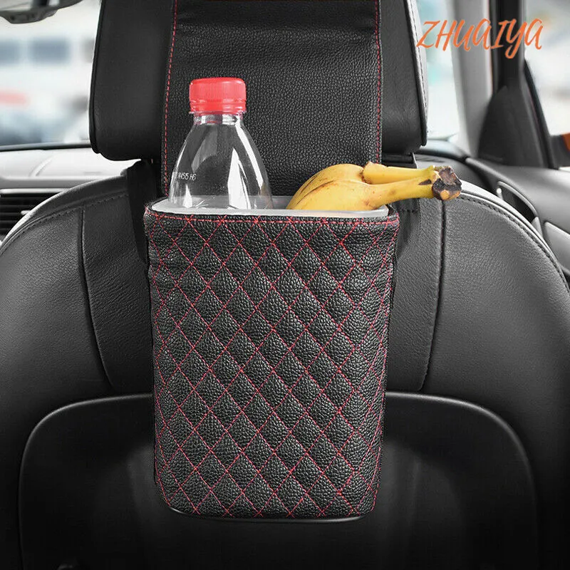 Кожаная Автомобильная корзина для мусора автомобильный органайзер коробка