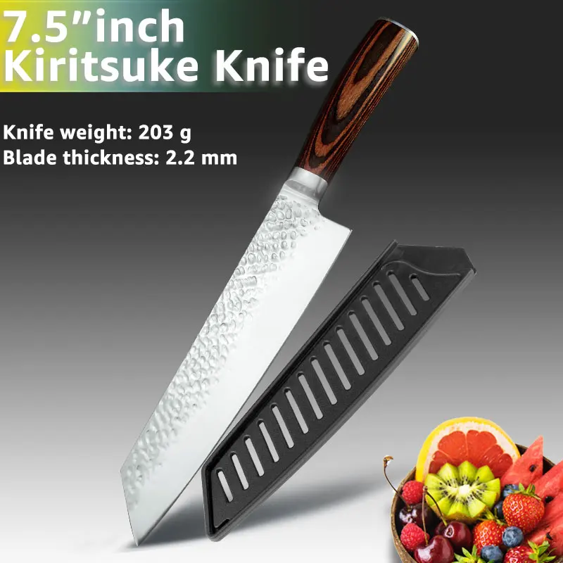 7.5 in Kiritsuke Набор кухонных ножей, ножи шеф-повара, японские 7CR17 440C, высокоуглеродистая Нержавеющая сталь, Santoku, нож для нарезки мяса - Цвет: 7.5 in Kiritsuke