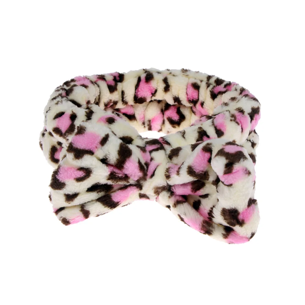 Purple Dots Повязка на голову из кораллового флиса с бантом для макияжа для женщин, женская маска для мытья лица, косметическая повязка на голову, эластичные мягкие аксессуары для волос в виде тюрбана - Цвет: Purple Dots
