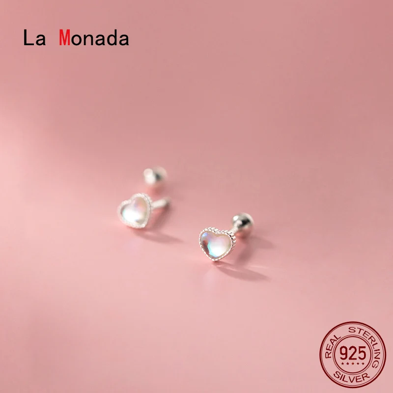 

Женские маленькие серьги-гвоздики La Monada, серьги из стерлингового серебра 925 пробы в форме сердца, корейские серьги из серебра 925 пробы с орех...