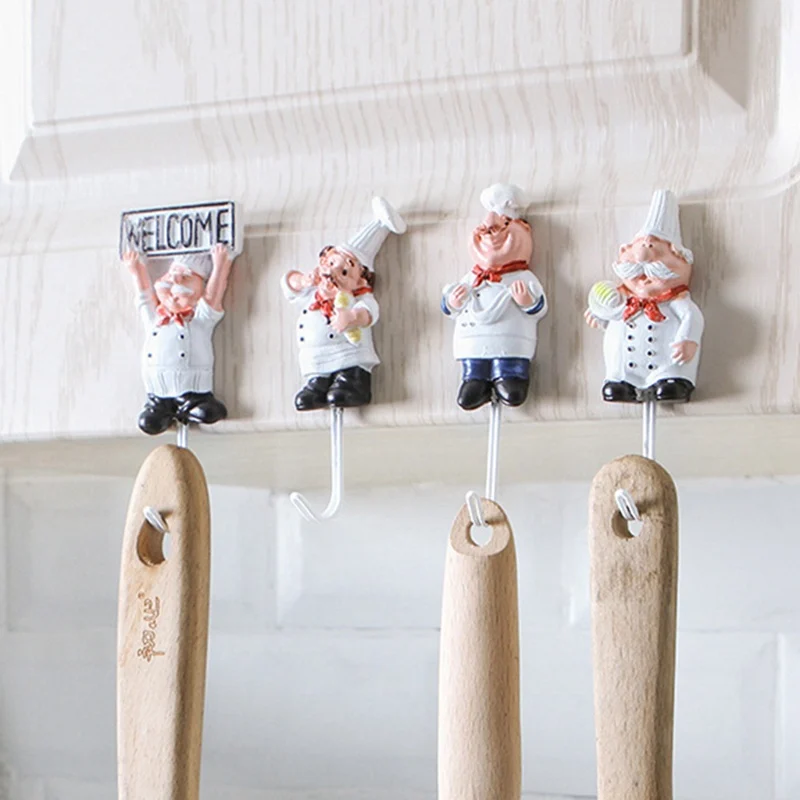 

С рисунком в виде шеф-повара из нержавеющей стали, крючки, станок и высокие липкие настенный шкаф для хранения одежды пальто Hat Вешалка Кухня...