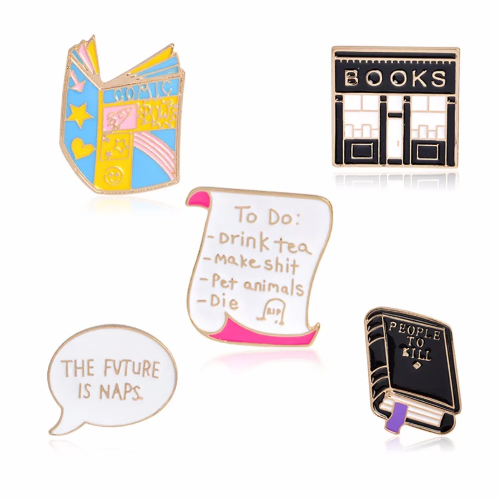 Комплект из 2 предметов брошь в виде книги Pin Творческий книжного магазина