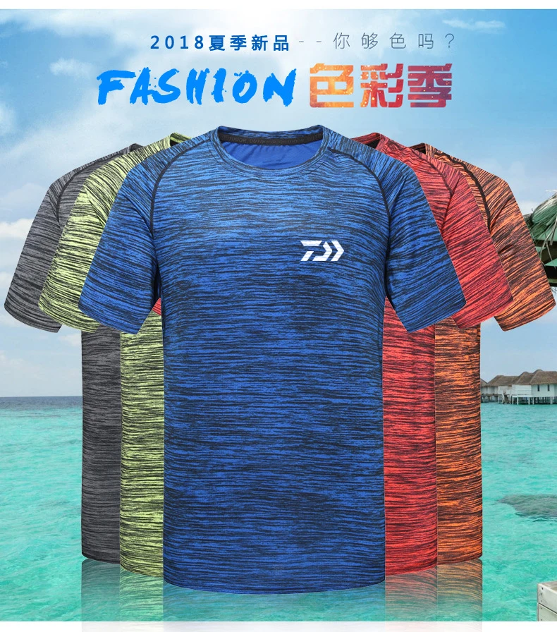 Новинка, Спортивная футболка для рыбалки Daiwa, дышащая, для улицы, быстросохнущая, анти-УФ, устойчивая, для бега, мужская, размера плюс, для рыбалки