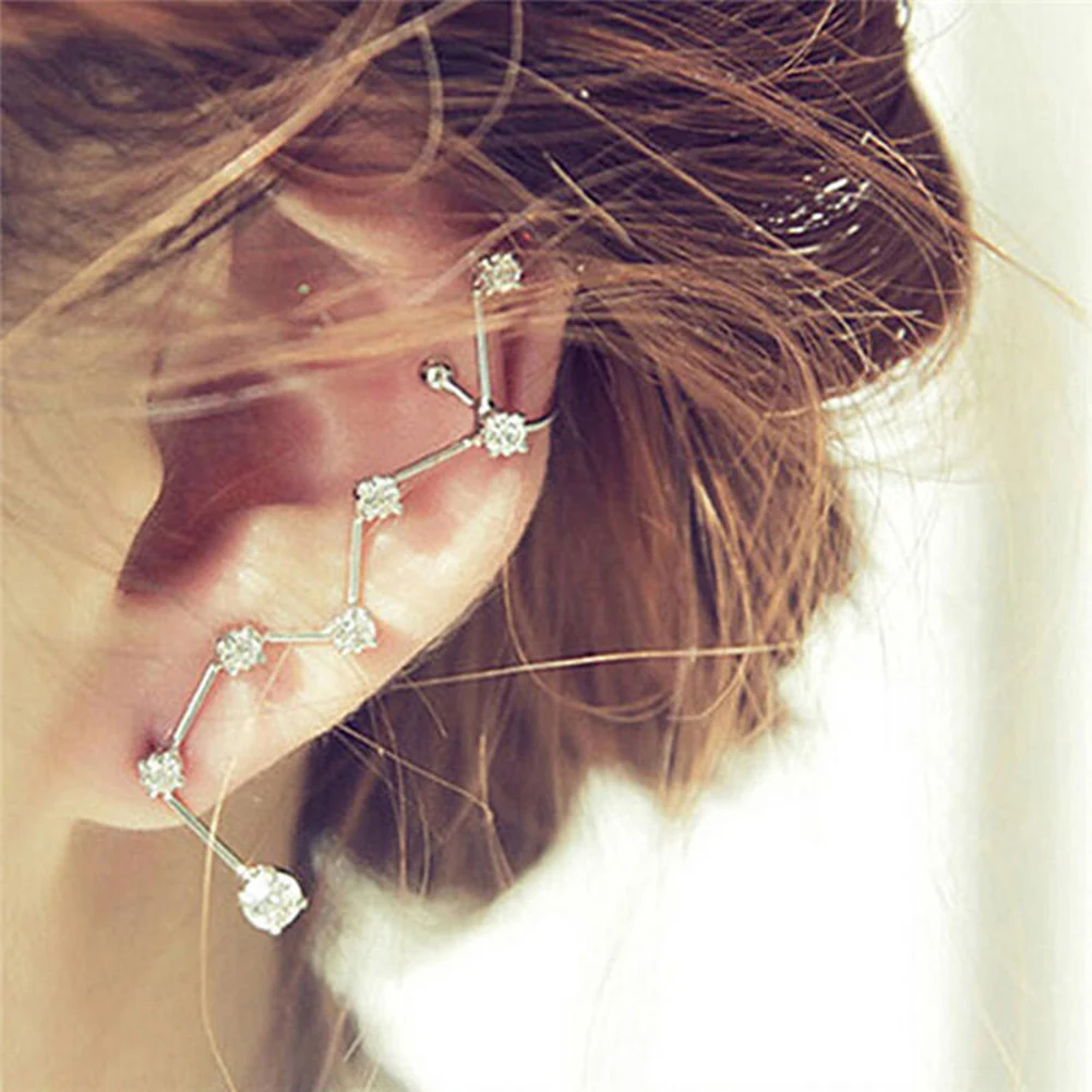 

New High Quality Super Shiny Crystal Earring for Women Jewelry Gift Stud Ear Cuff Rhinestone Constellation Ear Clip