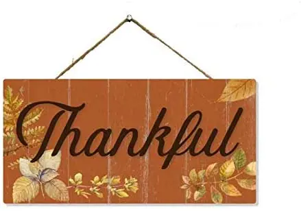 

Thankful Sign Rustic Wood Decor Autumn Decorations Wall Art Front Door Wreath Porch Thanks Grateful Hello Wooden Signs