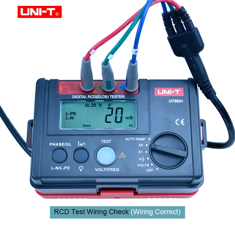 UNI-T UT582 + цифровой RCD (УЗО) тестер авто рампы автомат защити цепи утечки прибор для