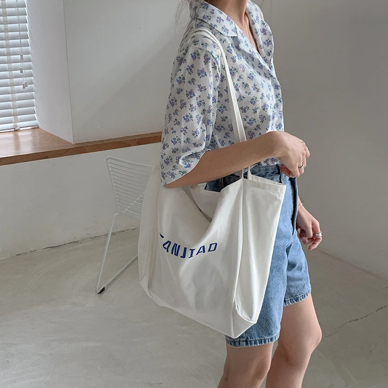 Casual Slant Cross Korean Canvas Bag Letter Printing Shoulder Bag Large Capacity bag Harajuku