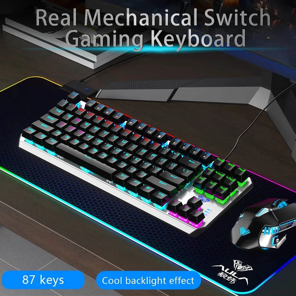 Механическая клавиатура AULA F3087 игровая с 87-клавишной защитой от ореолов