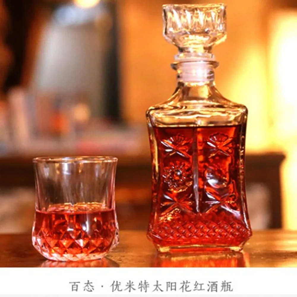 Стеклянная красная бутылка для вина Графин контейнер виски, ликер Carafe воды кувшин алкоголя стеклянный декантатор бутылка