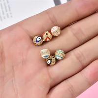 1pcs 7 5mm10mm colorful copper cz eye beads round spacer beads for jewelry making bracelet necklace