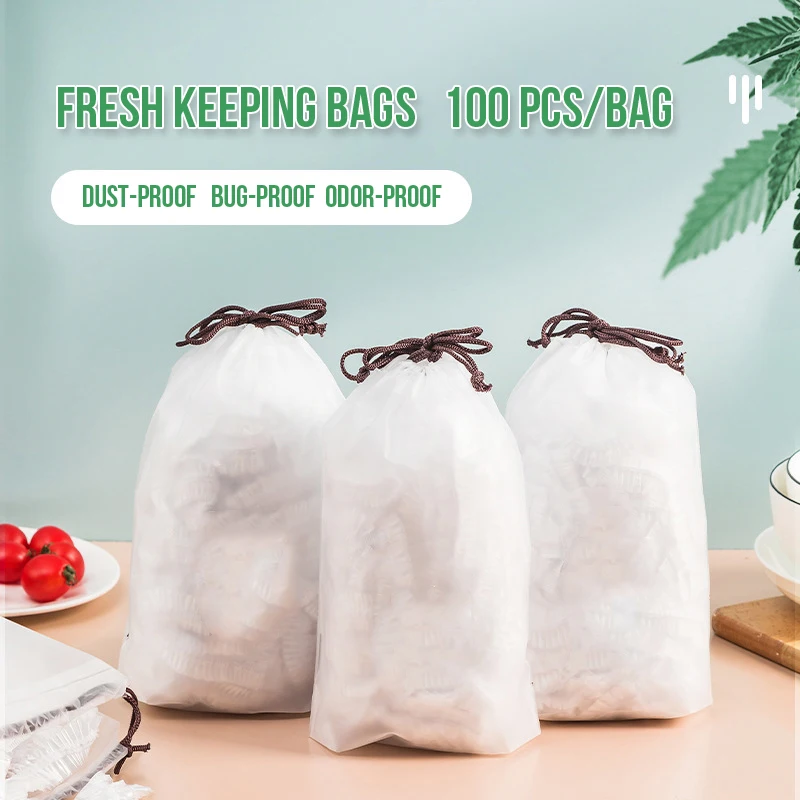 

100/200/500pcs Fresh Keeping Bags for Leftovers Picnic BBQ Waterproof Clear Shower Caps Extra Thick Bath Caps XR-Hot